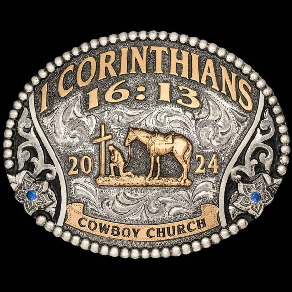 Faith, Friends & Family are what it's all about! The Cowboy Church Custom Belt Buckle is built on a hand-engraved German Silver Base. Customize it now!